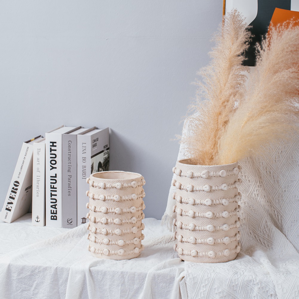 Home decoration embossed matte flower pot indoor decoration cement succulent pots for plants