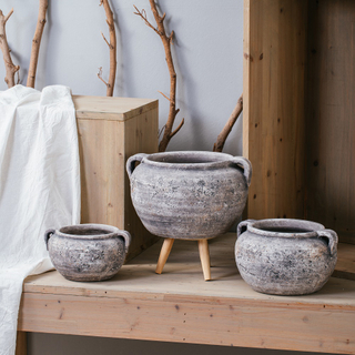 Natural pastoral garden antique with decal cement flowerpot with ear manufacturer flower pot