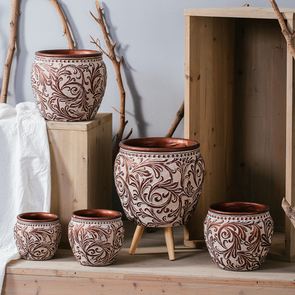 Vintage home decoration garden pots luxury cement flower pots & planters