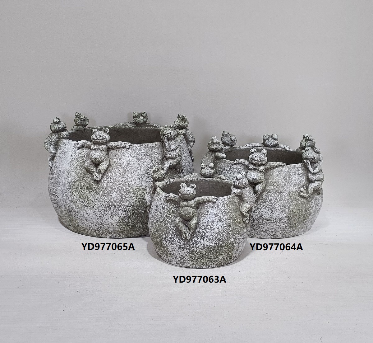 Frog embossed design succulent plants pot cement flower pot home garden decoration creative cement flower pot