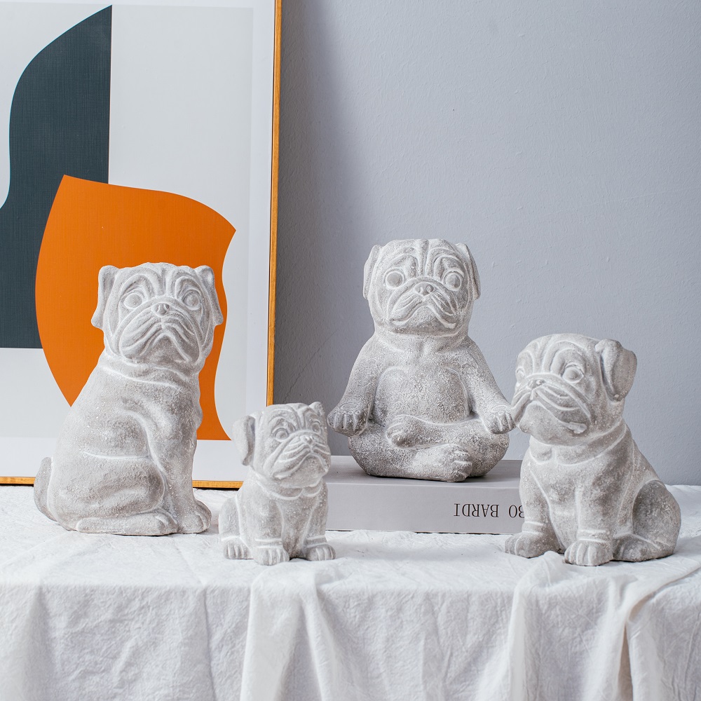 cute dog design cement home decoration animal shape cement decor ornament in Yoga looking