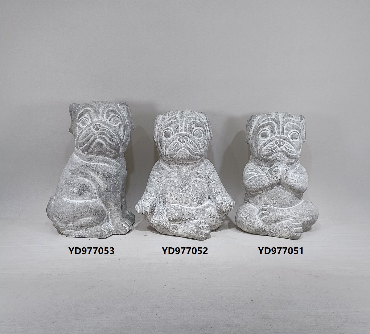 cute dog design cement home decoration animal shape cement decor ornament in Yoga looking