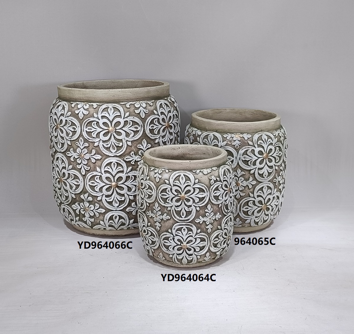 fashionable embossed design concrete pot home garden decor cement flower pots