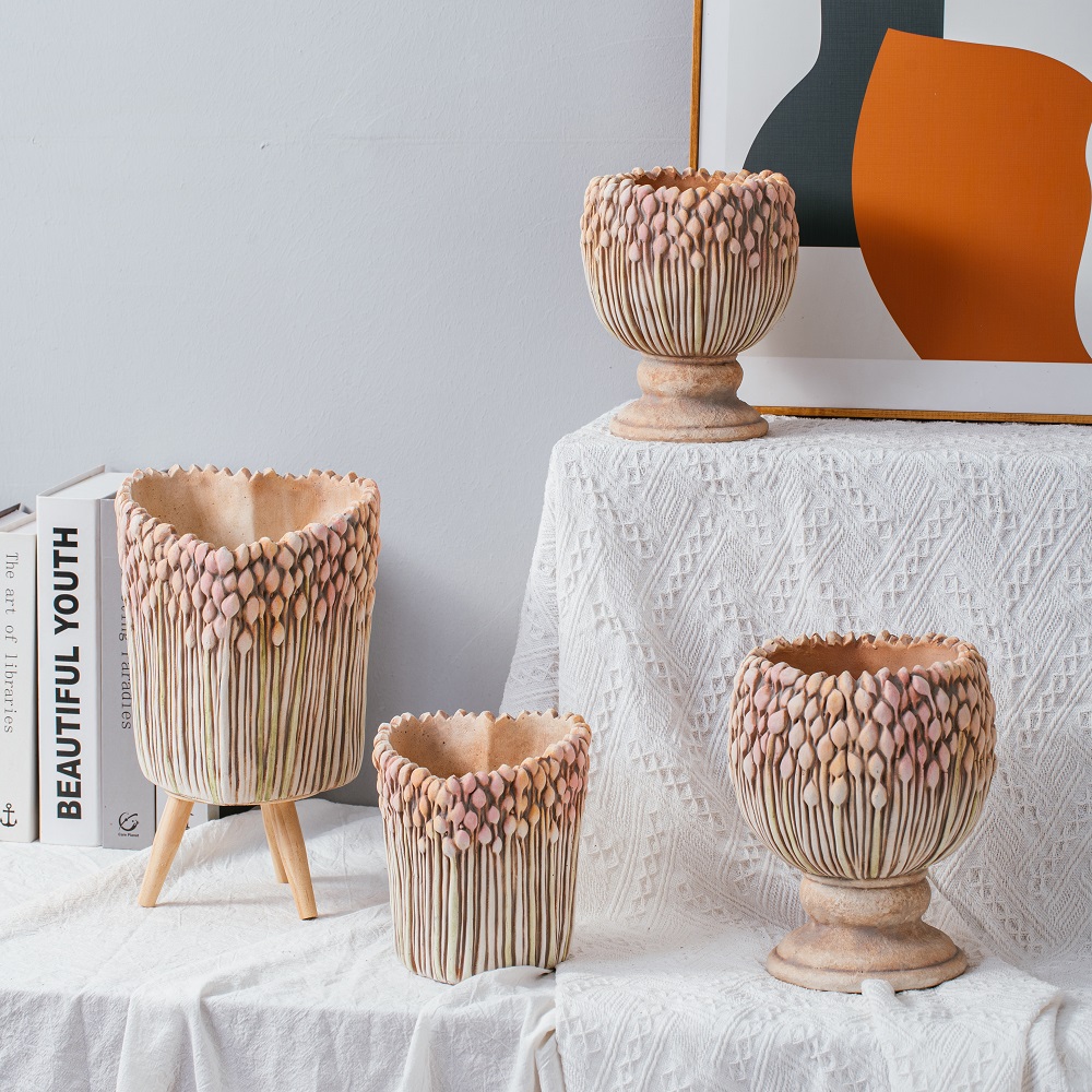 cement succulent potted plant green color cement flower pots for plants