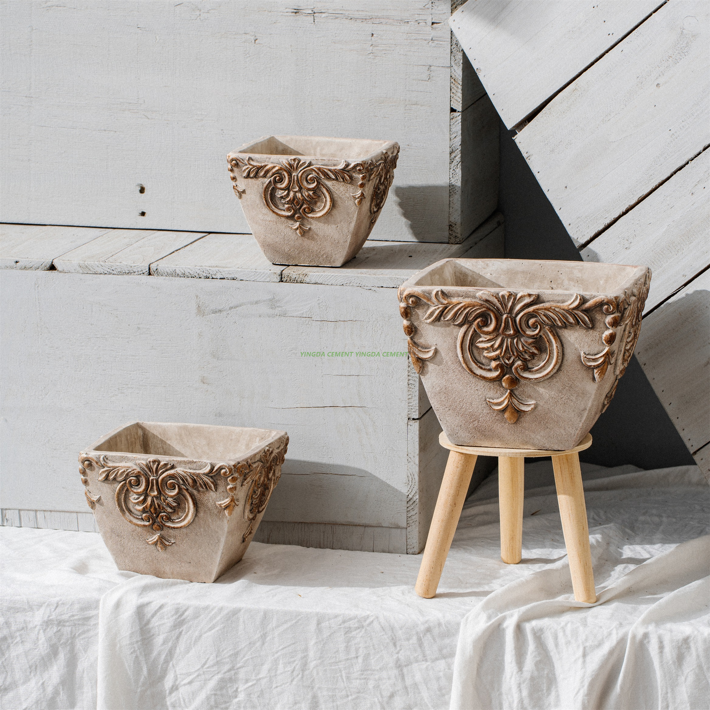 OEM Cement Oval Flowerpot Cheap Flower Pot Plant Pot