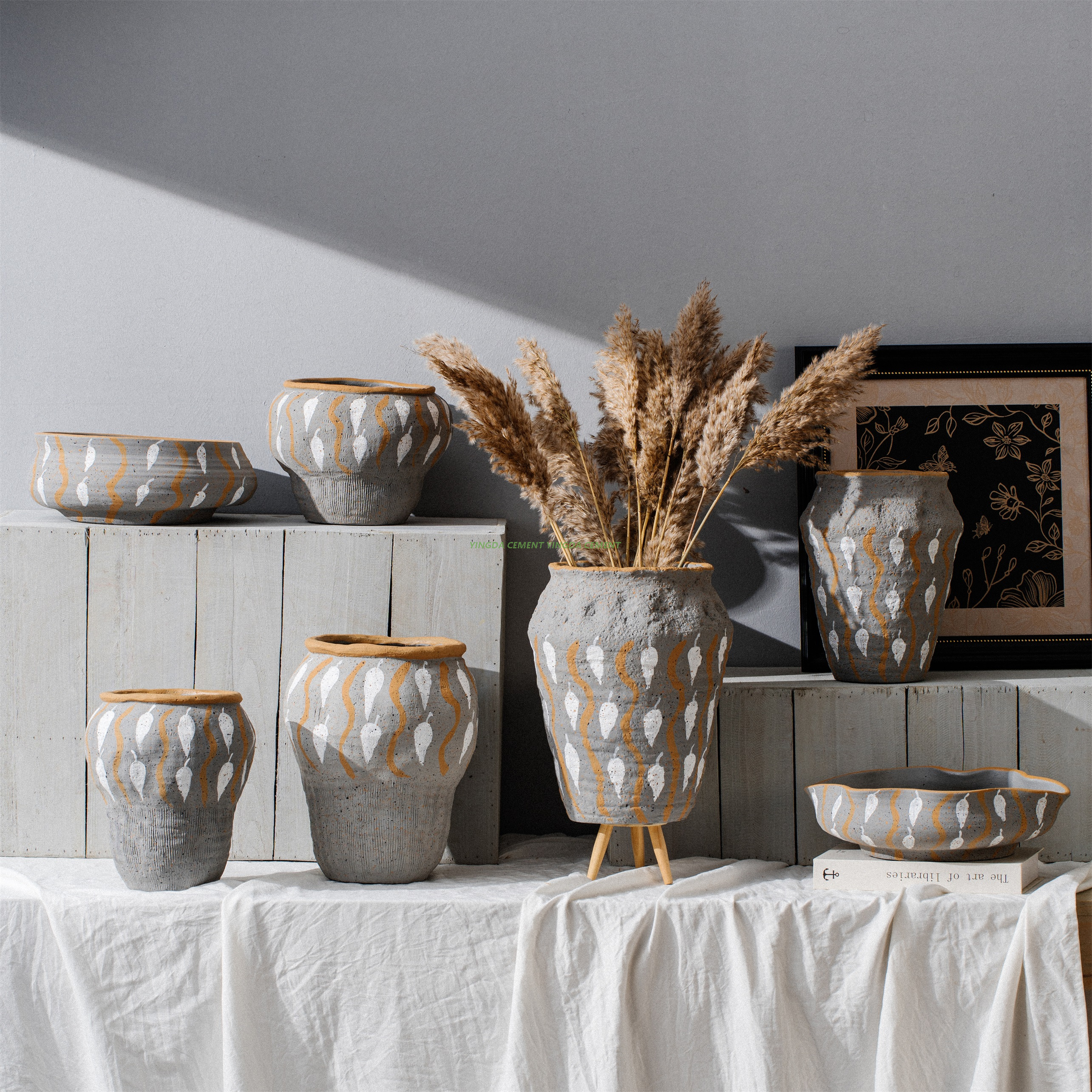 Wholesale Hand Paint Ins Nordic Flowerpots Simple Cement Pot Tiny Succulent Pots