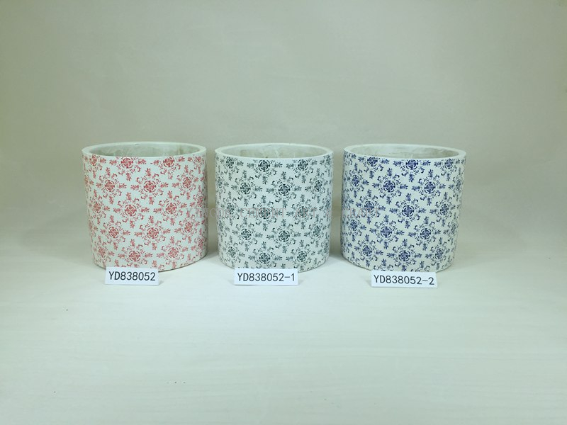5.5" Printed Cement Round Planter Pots