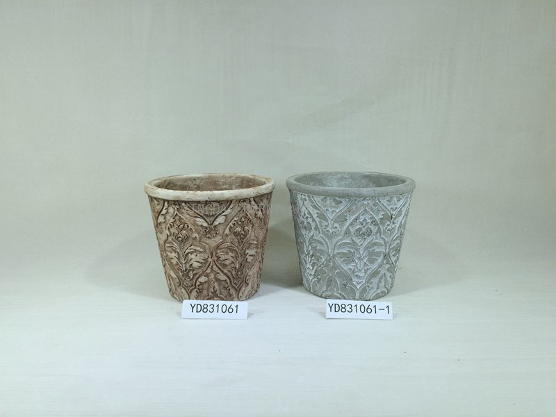 Painted Embossing 6.5“ Concrete Round Planter Pots