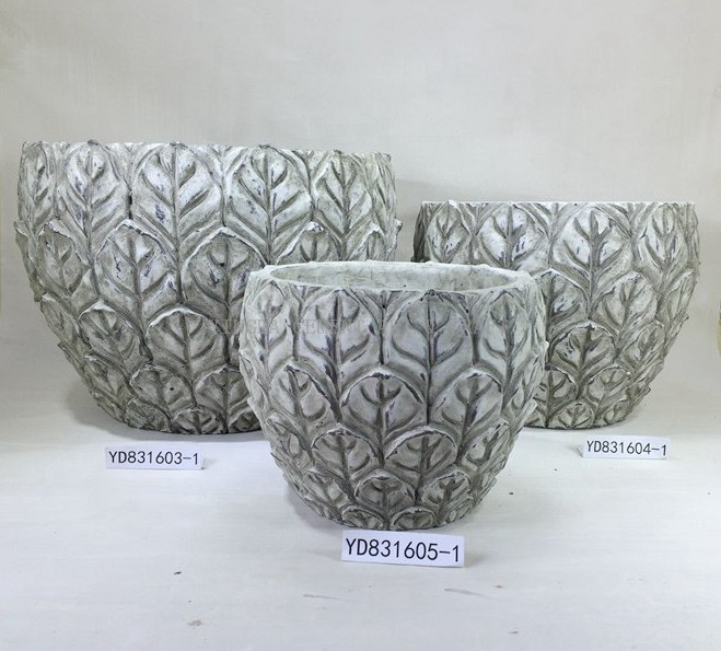 Painted Sculpture Cement Big Size Pot Round Planter