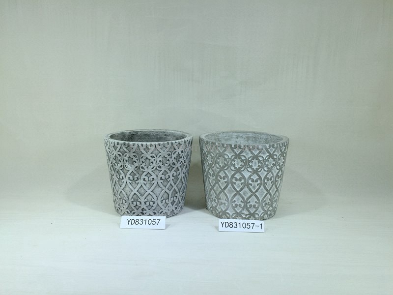 Painted Embossing 6.5“ Concrete Pot Round Planter