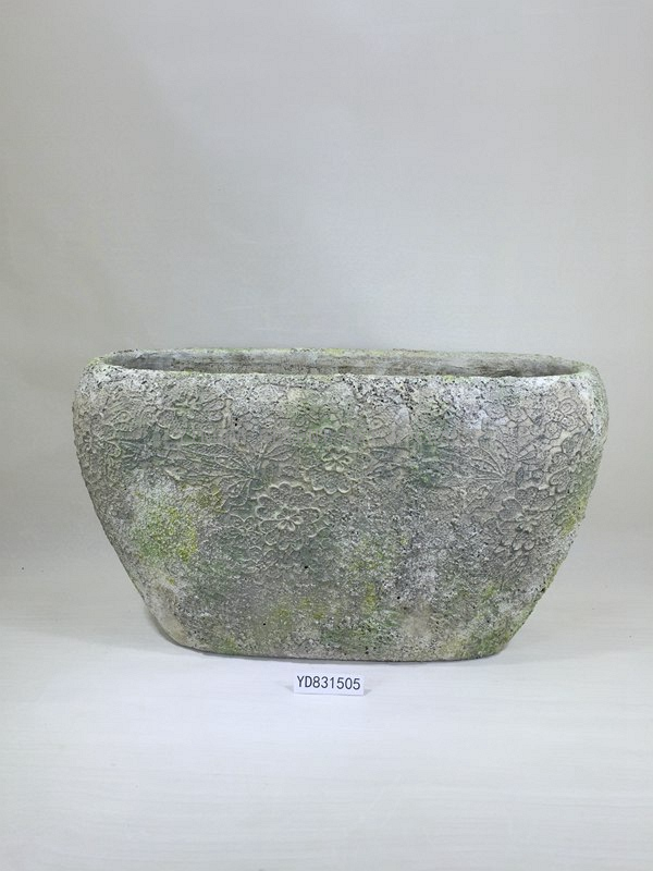 Silk Printed Oval Concrete flower pots
