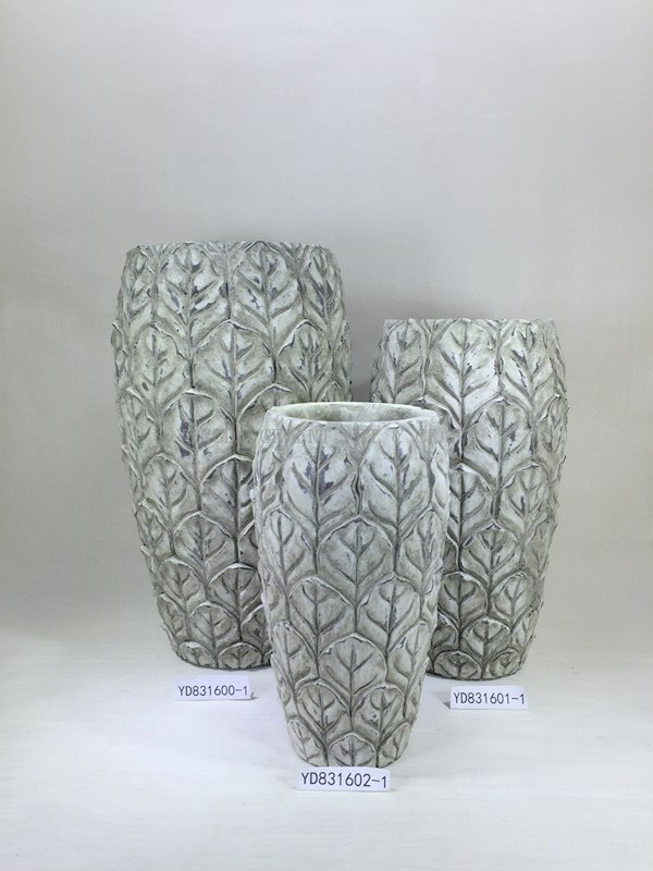 Painted Sculpture Cement Vase Round Plant Pots