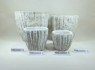 Loofah Textured Vase Round Cement Planter Pots