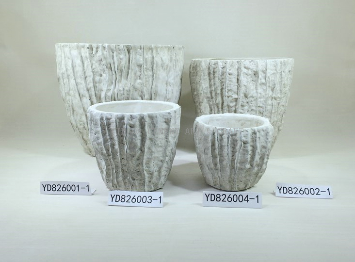 Loofah Textured Vase Round Cement Planter Pots