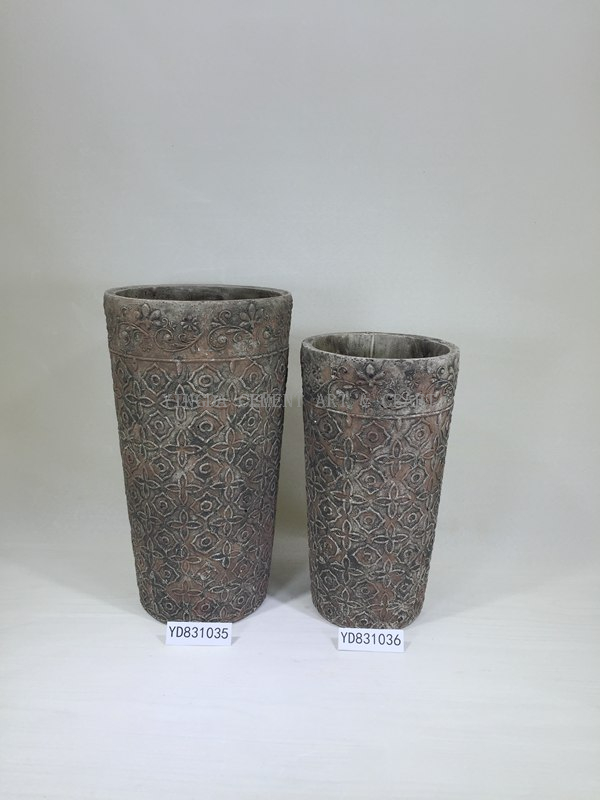 Painted Embossing Concrete Conical Planter Pots 6"