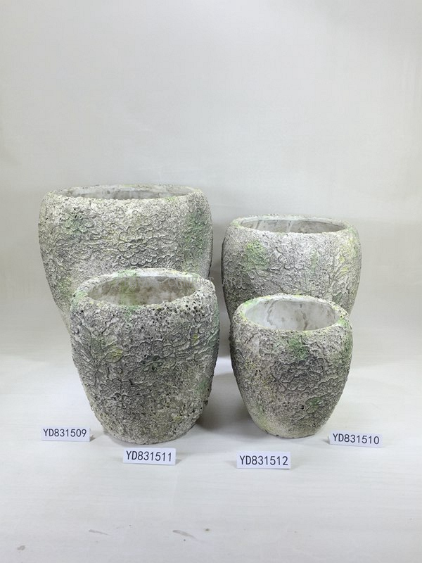 Silk Printed Indoor Round Concrete Planter Pots