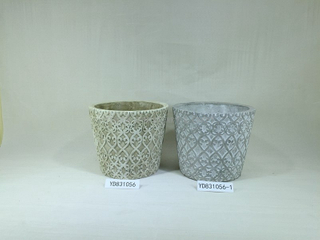 Painted Embossing 6.5“ Concrete Pot Round Planter
