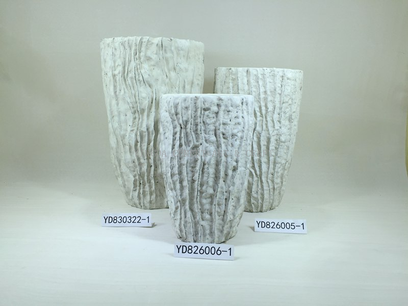 Loofah Textured Vase Round Cement Planter Pots