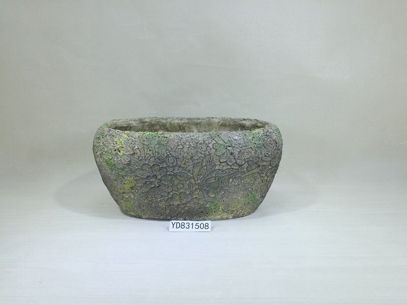 Silk Printed Oval Concrete flower pots
