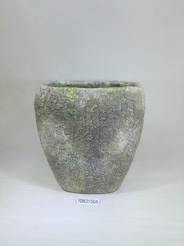 Silk Printed Indoor Round Concrete Planter Pots