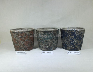 Painted Embossing 5.5“ Cement Pot Round Planter