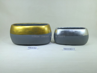 Metallic Oval Cement Planter Pots