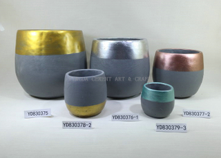 Metallic Pot Round Cement Planter Pots