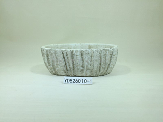 Loofah Textured Oval Cement Planter Pots