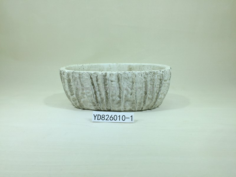 Loofah Textured Oval Cement Planter Pots