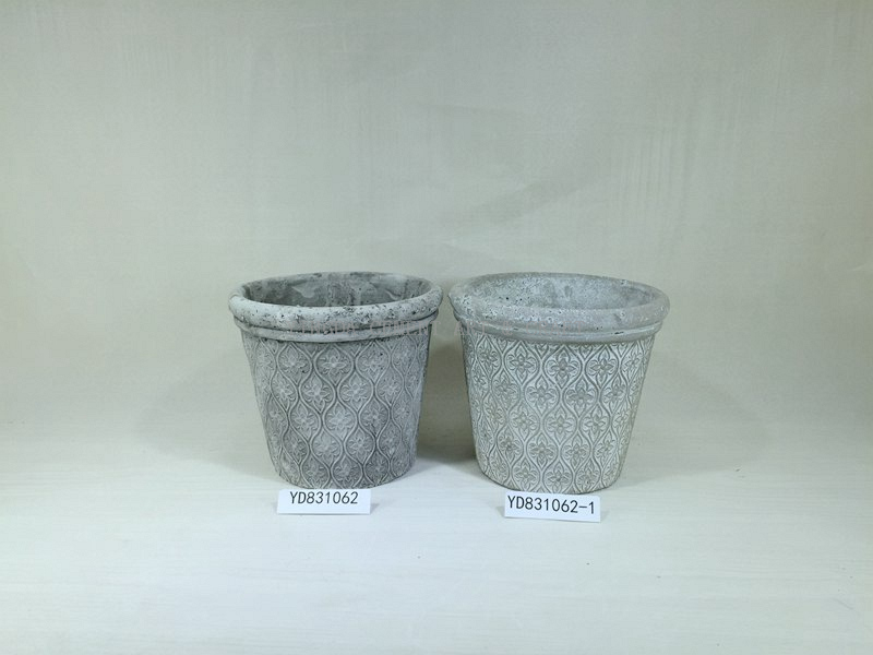 Painted Embossing 6.5“ Concrete Round Planter Pots